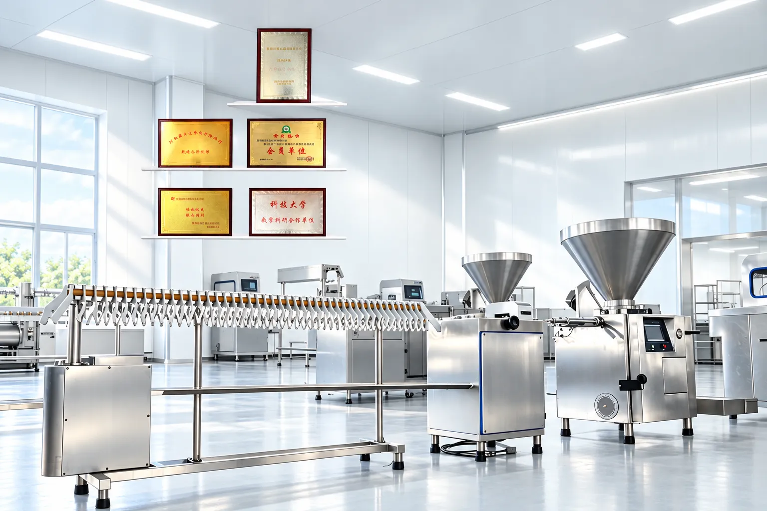 Electric Piston Filling Machine YZG – production line view showing servo control and stainless steel construction